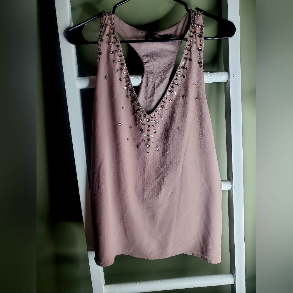 BKE Dusty Purple Embellished Tank Top